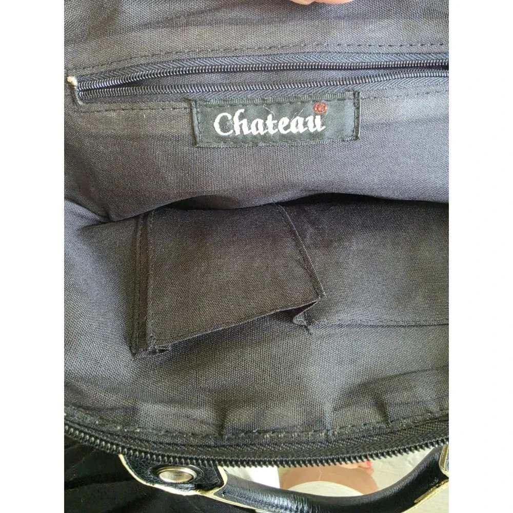 Vintage Chateau Y2K Black Hobo Bag Double Buckle Hardware Grunge Shoulder Purse